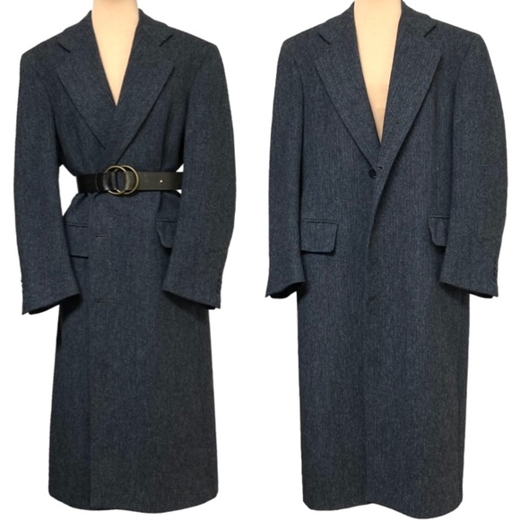Barrister Jackets & Blazers - coat wool S/M/L vintage charcoal grayish black button up collared 45" long